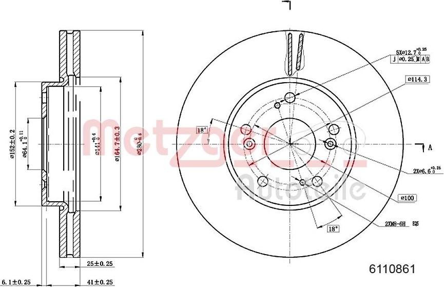 Metzger 6110861 - Спирачен диск vvparts.bg