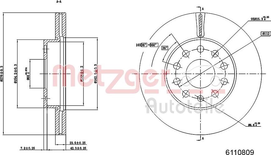 Metzger 6110809 - Спирачен диск vvparts.bg