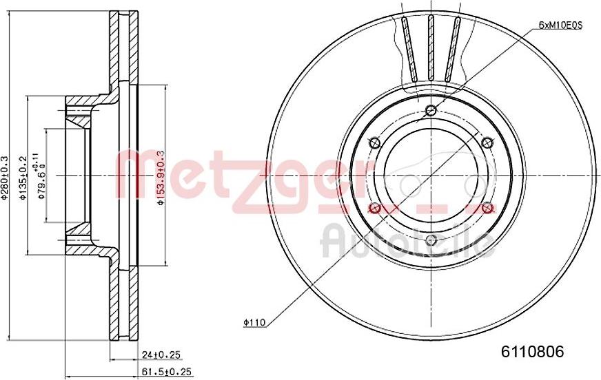 Metzger 6110806 - Спирачен диск vvparts.bg