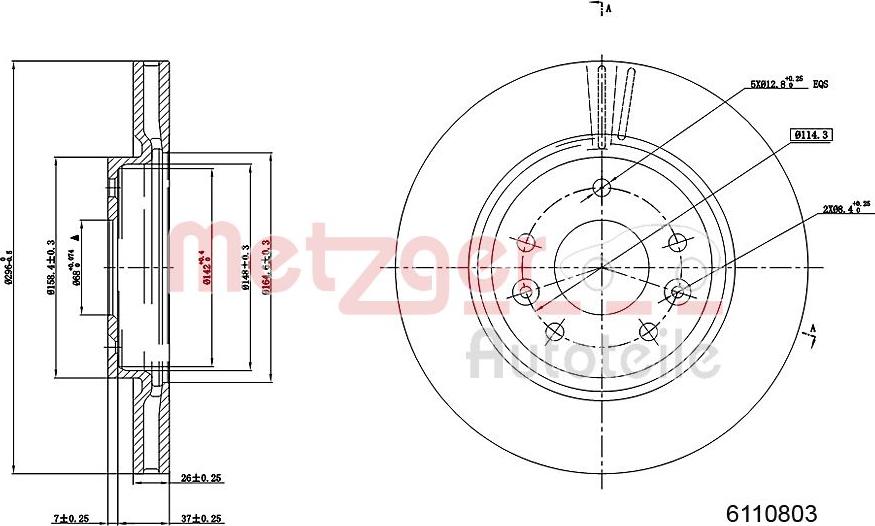 Metzger 6110803 - Спирачен диск vvparts.bg