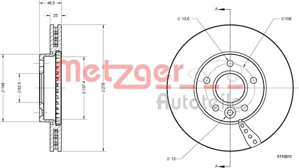 Metzger 6110811 - Спирачен диск vvparts.bg