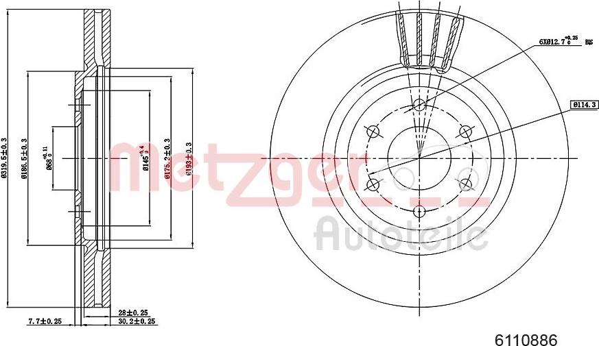 Metzger 6110886 - Спирачен диск vvparts.bg