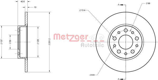 Metzger 6110828 - Спирачен диск vvparts.bg