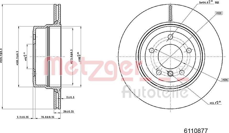 Metzger 6110877 - Спирачен диск vvparts.bg