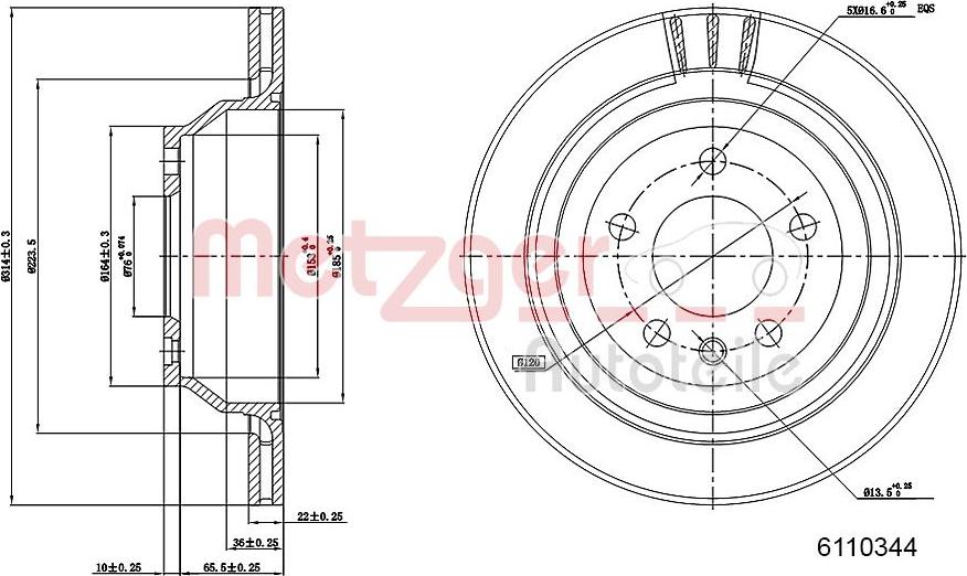 Metzger 6110344 - Спирачен диск vvparts.bg