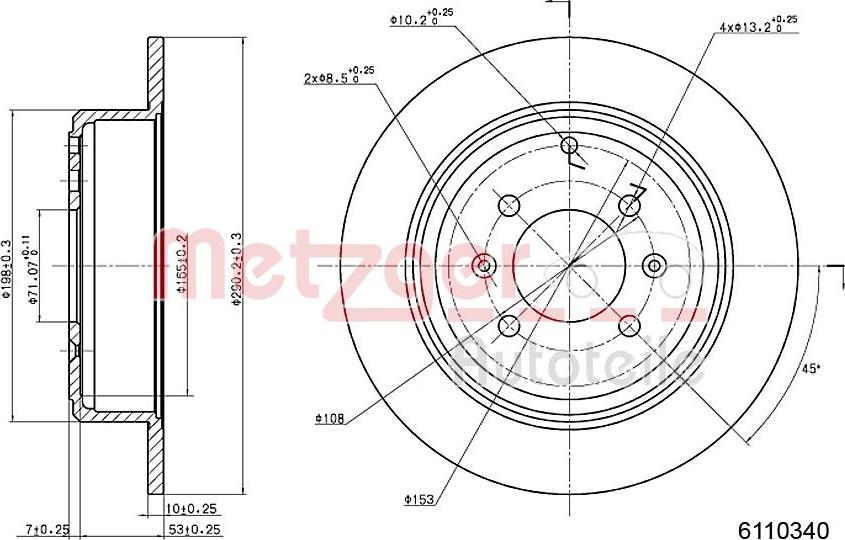 Metzger 6110340 - Спирачен диск vvparts.bg