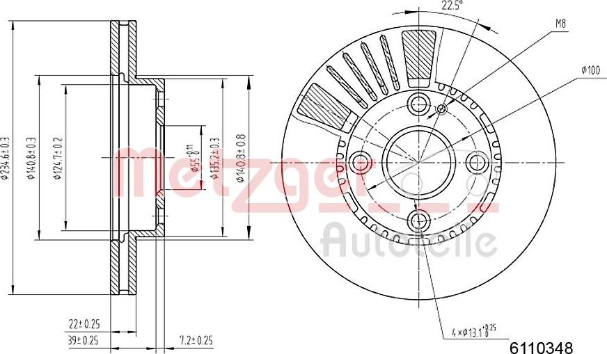 Metzger 6110348 - Спирачен диск vvparts.bg