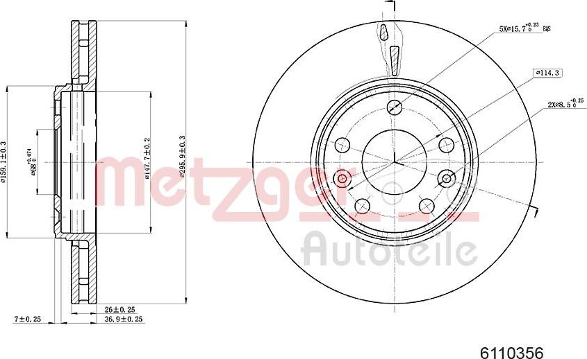 Metzger 6110356 - Спирачен диск vvparts.bg