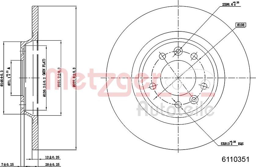 Metzger 6110351 - Спирачен диск vvparts.bg