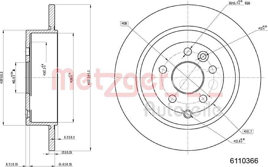 Metzger 6110366 - Спирачен диск vvparts.bg