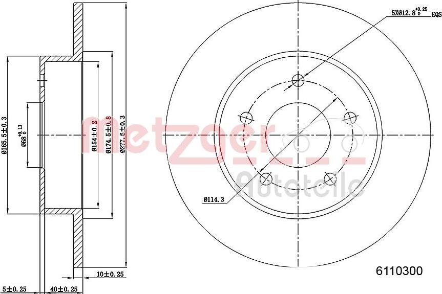 Metzger 6110300 - Спирачен диск vvparts.bg