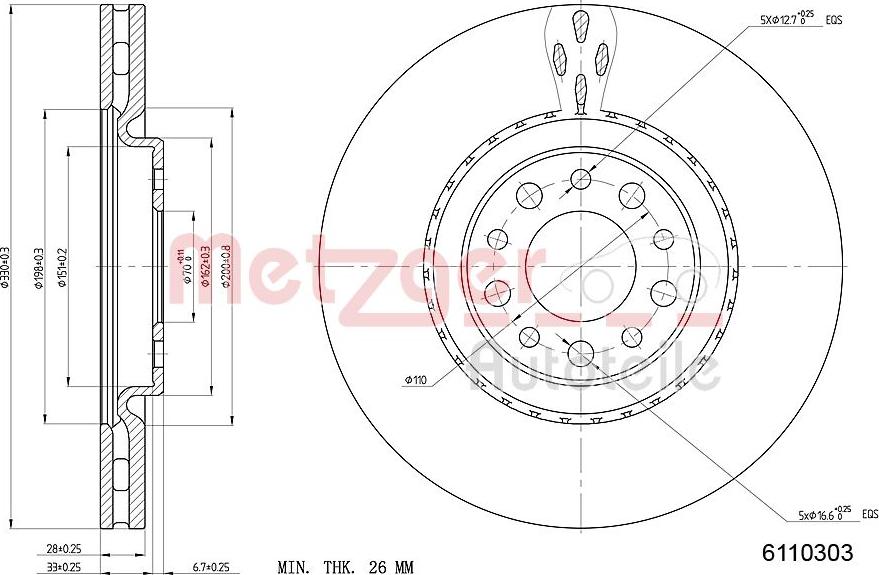 Metzger 6110303 - Спирачен диск vvparts.bg