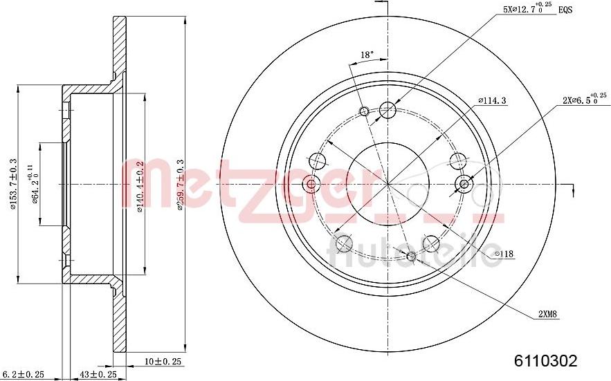 Metzger 6110302 - Спирачен диск vvparts.bg