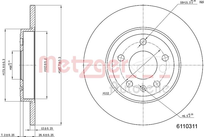 Metzger 6110311 - Спирачен диск vvparts.bg