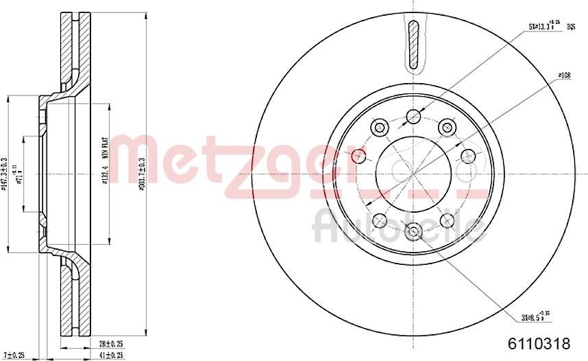 Metzger 6110318 - Спирачен диск vvparts.bg