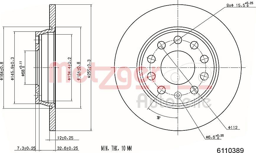 Metzger 6110389 - Спирачен диск vvparts.bg