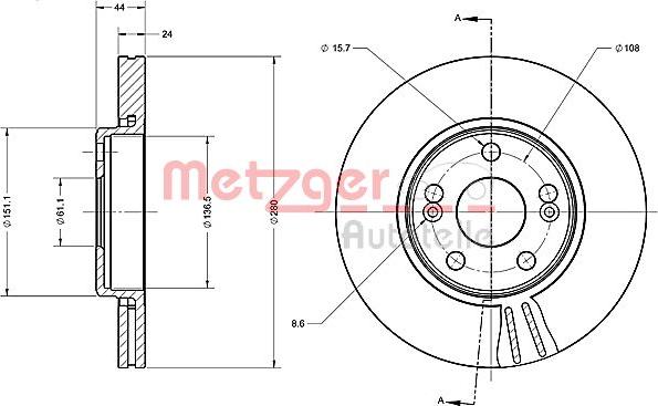 Metzger 6110386 - Спирачен диск vvparts.bg