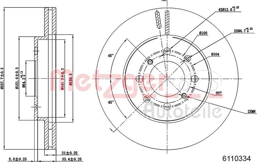 Metzger 6110334 - Спирачен диск vvparts.bg