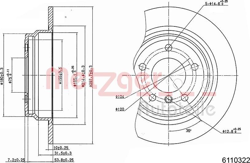 Metzger 6110322 - Спирачен диск vvparts.bg