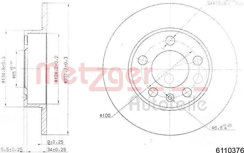 Metzger 6110376 - Спирачен диск vvparts.bg