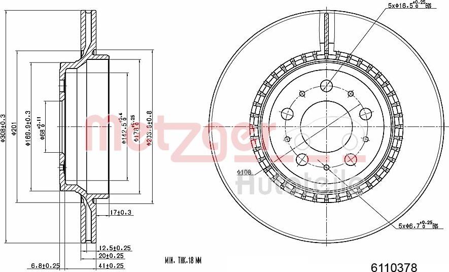 Metzger 6110378 - Спирачен диск vvparts.bg