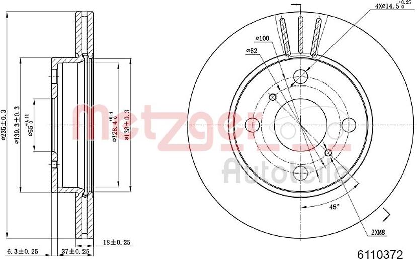 Metzger 6110372 - Спирачен диск vvparts.bg