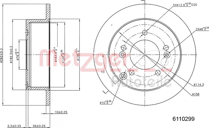 Metzger 6110299 - Спирачен диск vvparts.bg