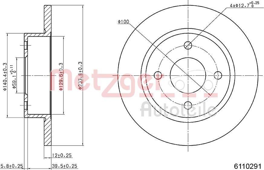 Metzger 6110291 - Спирачен диск vvparts.bg