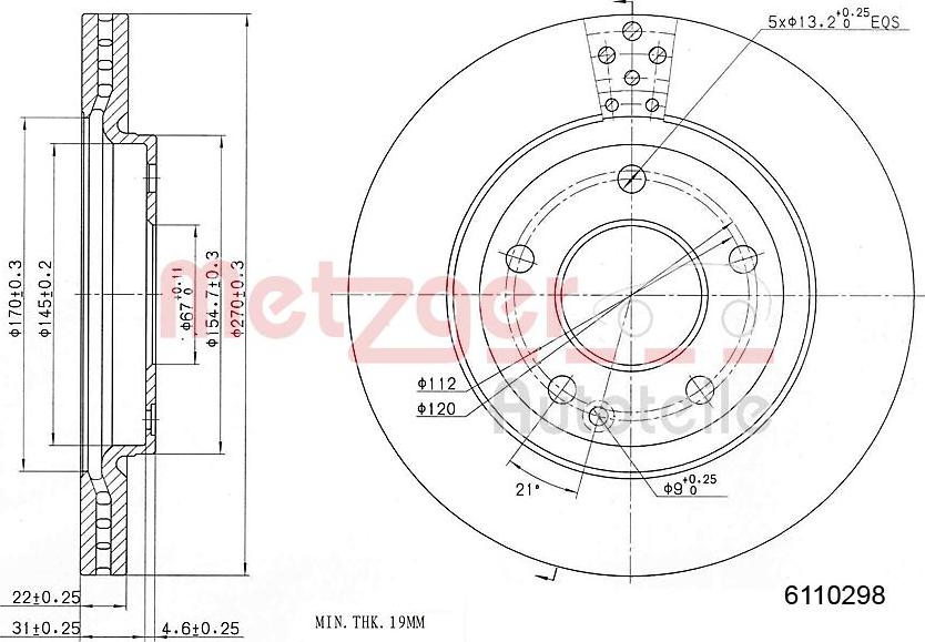 Metzger 6110298 - Спирачен диск vvparts.bg