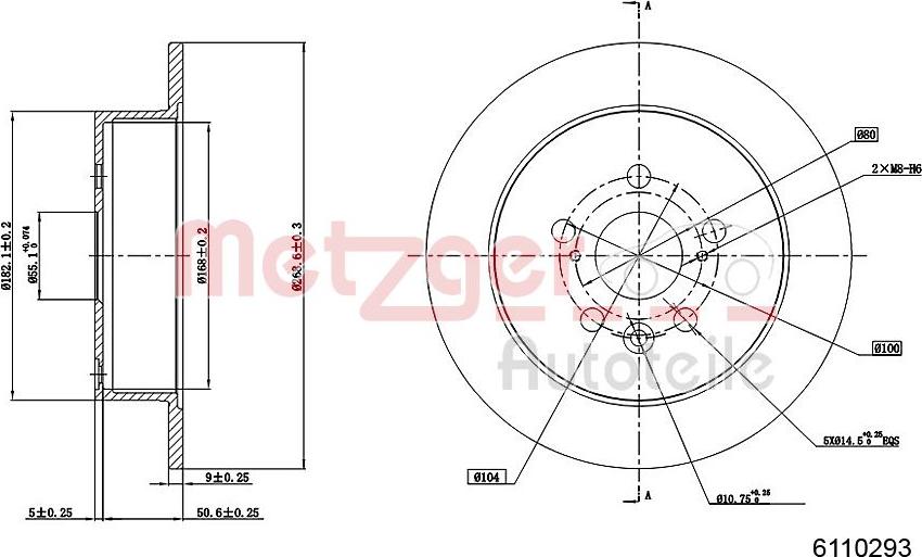 Metzger 6110293 - Спирачен диск vvparts.bg