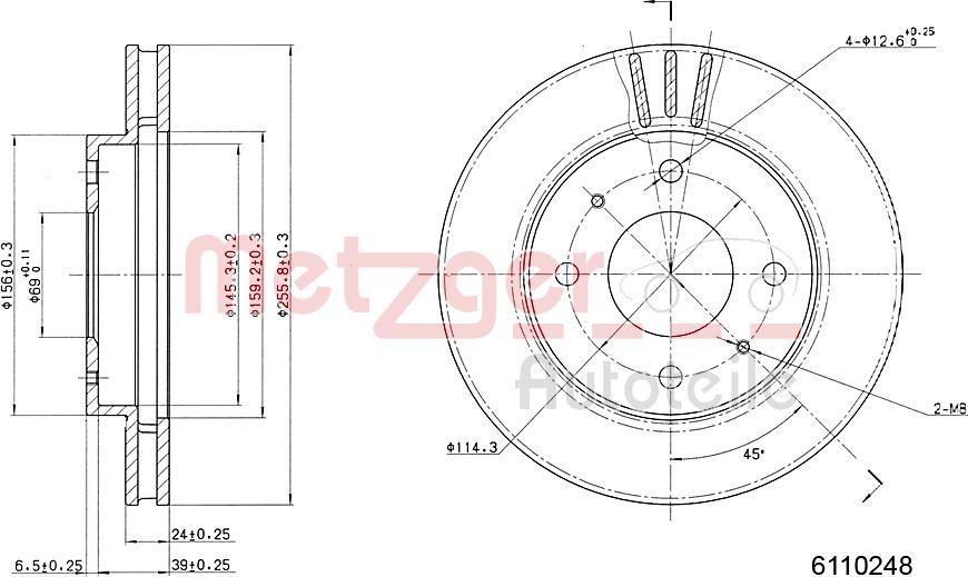 Metzger 6110248 - Спирачен диск vvparts.bg