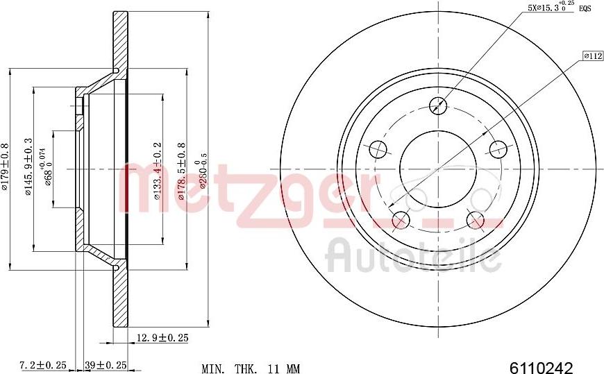 Metzger 6110242 - Спирачен диск vvparts.bg