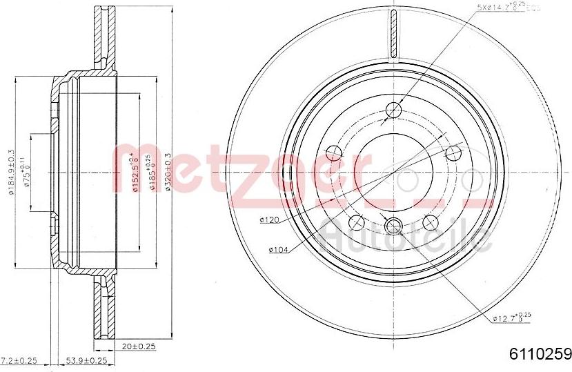 Metzger 6110259 - Спирачен диск vvparts.bg