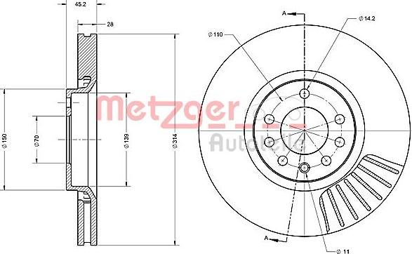 Metzger 6110251 - Спирачен диск vvparts.bg