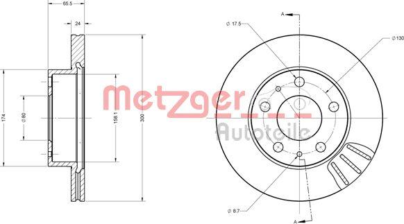 Metzger 6110252 - Спирачен диск vvparts.bg