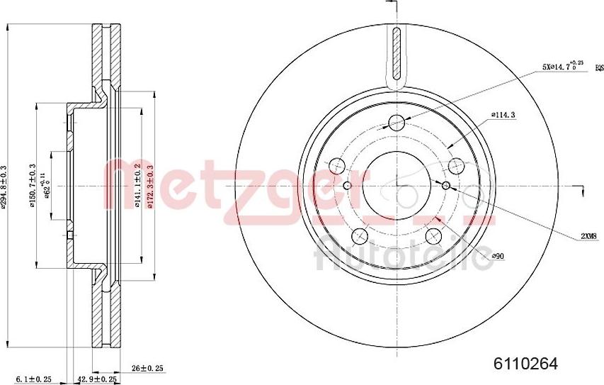 Metzger 6110264 - Спирачен диск vvparts.bg