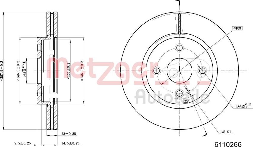 Metzger 6110266 - Спирачен диск vvparts.bg