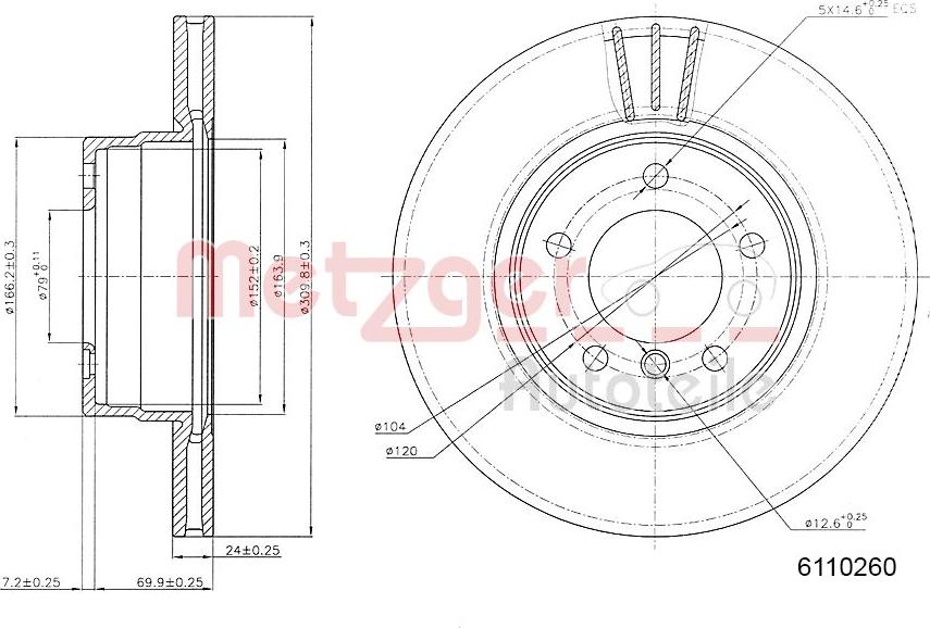 Metzger 6110260 - Спирачен диск vvparts.bg