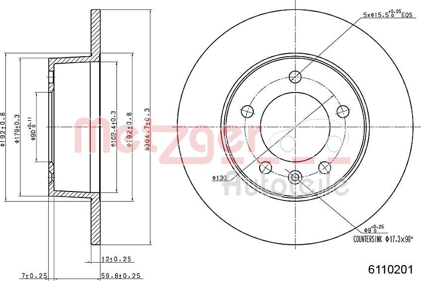 Metzger 6110201 - Спирачен диск vvparts.bg