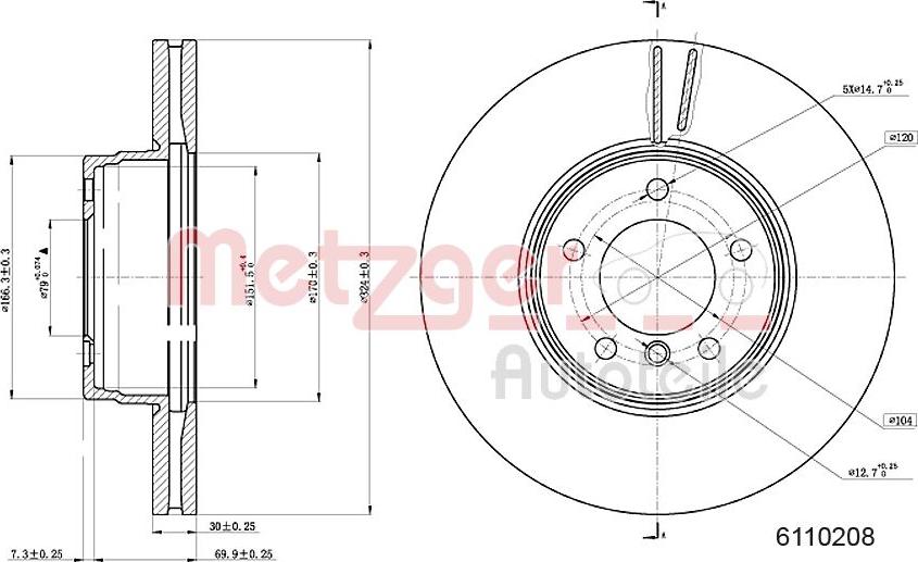 Metzger 6110208 - Спирачен диск vvparts.bg