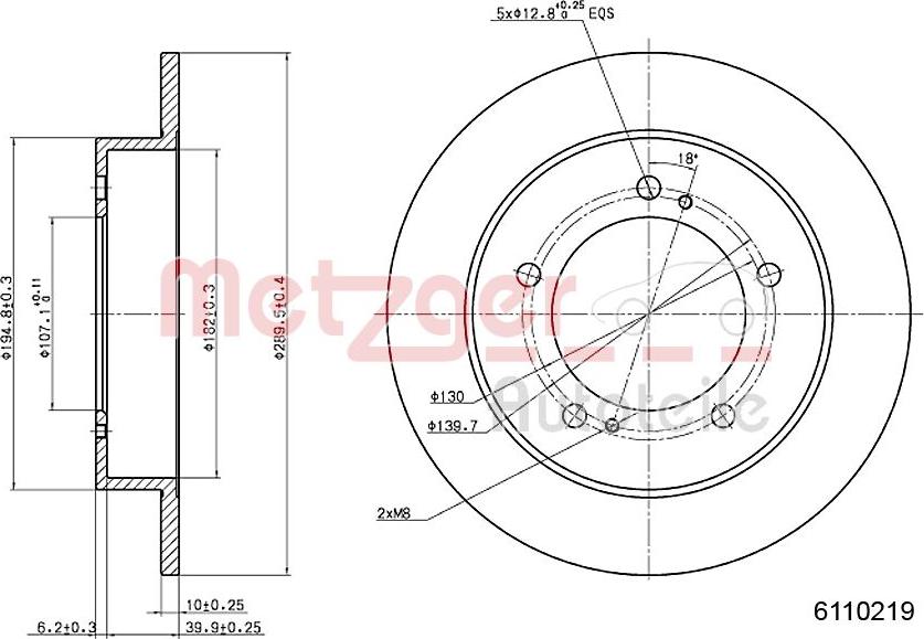 Metzger 6110219 - Спирачен диск vvparts.bg