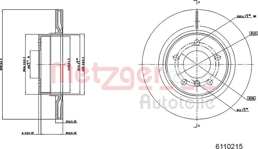 Metzger 6110215 - Спирачен диск vvparts.bg