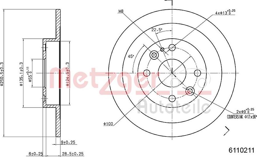 Metzger 6110211 - Спирачен диск vvparts.bg