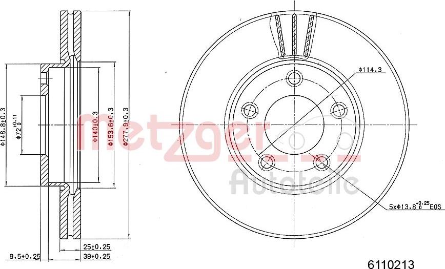 Metzger 6110213 - Спирачен диск vvparts.bg
