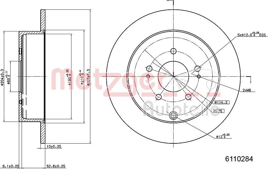 Metzger 6110284 - Спирачен диск vvparts.bg