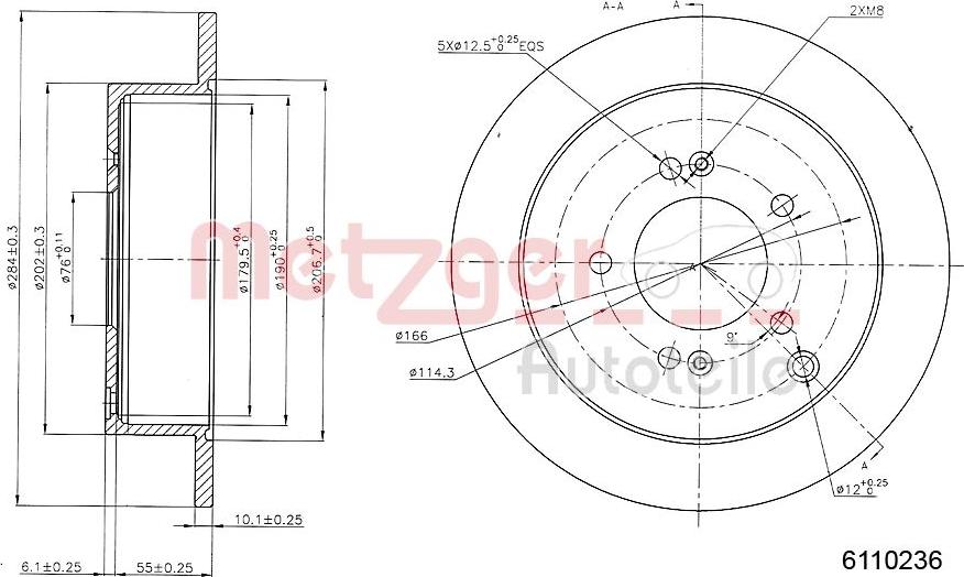 Metzger 6110236 - Спирачен диск vvparts.bg