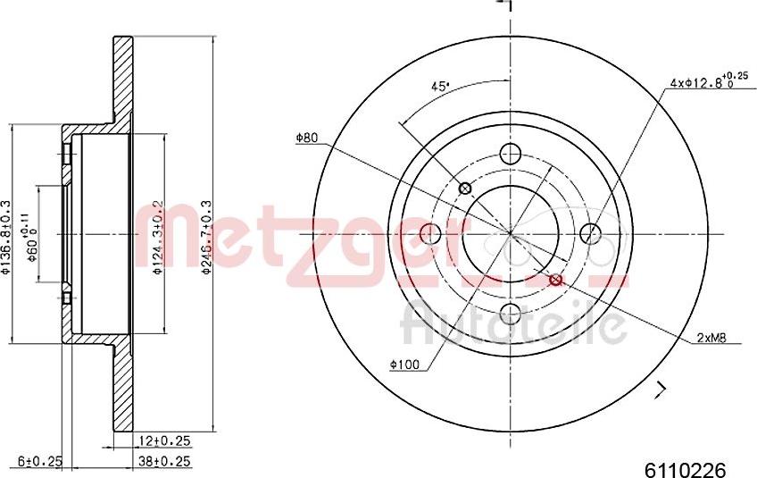 Metzger 6110226 - Спирачен диск vvparts.bg