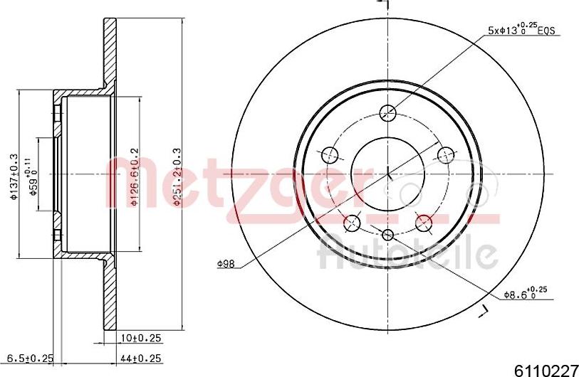 Metzger 6110227 - Спирачен диск vvparts.bg