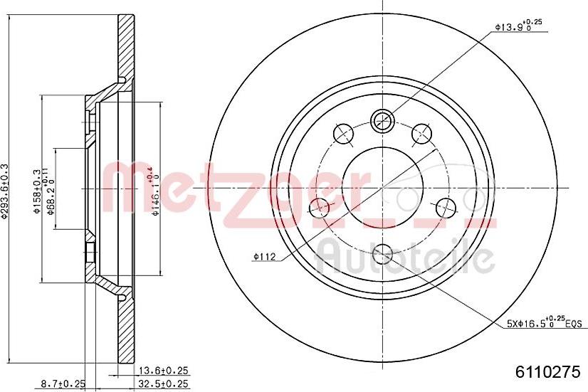 Metzger 6110275 - Спирачен диск vvparts.bg