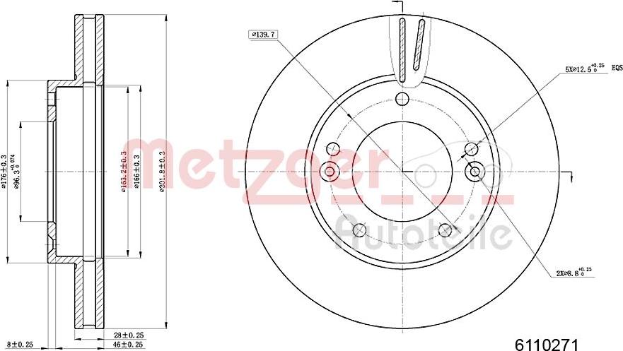 Metzger 6110271 - Спирачен диск vvparts.bg